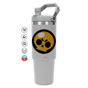 Brawl Stars Skull, ΓΚΡΙ χρώματος Θερμός Ανοξείδωτο 890ml (30oz) με χερούλι