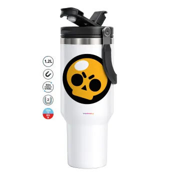 Brawl Stars Skull, Mega Tumbler με καπάκι, διπλού τοιχώματος (θερμό) 1,2L