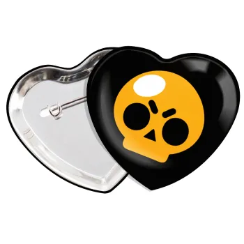 Brawl Stars Skull, Κονκάρδα παραμάνα καρδιά (57x52mm)