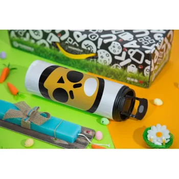 Brawl Stars Skull, Πασχαλινή Λαμπάδα με Travel Tumbler θερμό με διπλό καπάκι (600ml, BPA free) & κερί αρωματικό πλακέ (30cm) (ΤΙΡΚΟΥΑΖ)