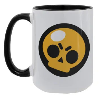 Brawl Stars Skull, Κούπα Mega 15oz, κεραμική Μαύρη, 450ml