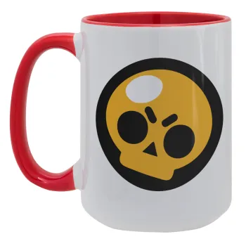 Brawl Stars Skull, Κούπα Mega 15oz, κεραμική Κόκκινη, 450ml