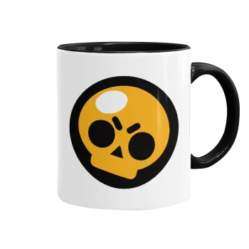 Brawl Stars Skull, Κούπα χρωματιστή μαύρη, κεραμική, 330ml
