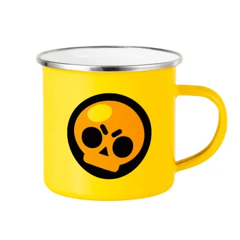Brawl Stars Skull, Κούπα Μεταλλική εμαγιέ Κίτρινη 360ml