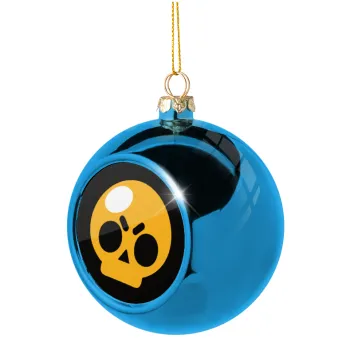 Brawl Stars Skull, Blue Christmas tree ball ornament 8cm