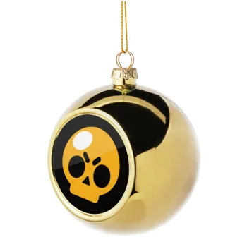 Brawl Stars Skull, Golden Christmas tree ball ornament 8cm