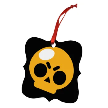 Brawl Stars Skull, Στολίδι Χριστουγεννιάτικο στολίδι polygon ξύλινο 7.5cm