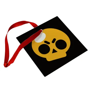 Brawl Stars Skull, Christmas ornament, glass square ornament 9x9cm