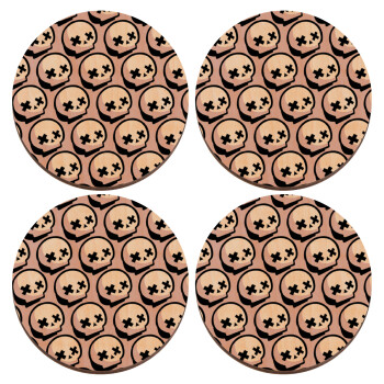 Stars Brawl Showdown Skull , ΣΕΤ x4 Σουβέρ ξύλινα στρογγυλά plywood (9cm)