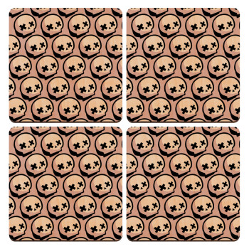 Stars Brawl Showdown Skull , ΣΕΤ x4 Σουβέρ ξύλινα τετράγωνα plywood (9cm)