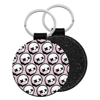 Stars Brawl Showdown Skull , Μπρελόκ Δερματίνη, στρογγυλό ΜΑΥΡΟ (5cm)