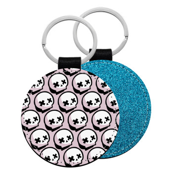 Stars Brawl Showdown Skull , Μπρελόκ Δερματίνη, στρογγυλό ΜΠΛΕ (5cm)