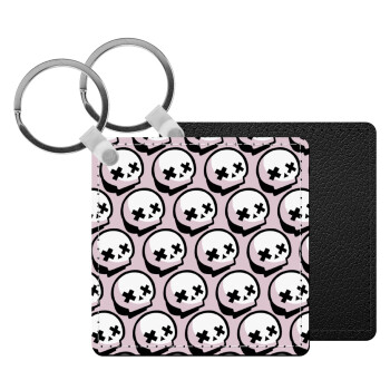 Stars Brawl Showdown Skull , Μπρελόκ Δερματίνη, τετράγωνο ΜΑΥΡΟ (5x5cm)