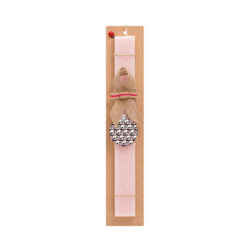 Stars Brawl Showdown Skull , Easter Set, wooden keychain & scented flat Easter candle (30cm) (PINK)