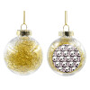 Transparent Christmas tree ball ornament with gold filling 8cm