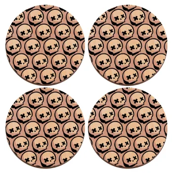 Stars Brawl Showdown Skull , ΣΕΤ x4 Σουβέρ ξύλινα στρογγυλά plywood (9cm)