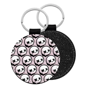 Stars Brawl Showdown Skull , Μπρελόκ Δερματίνη, στρογγυλό ΜΑΥΡΟ (5cm)