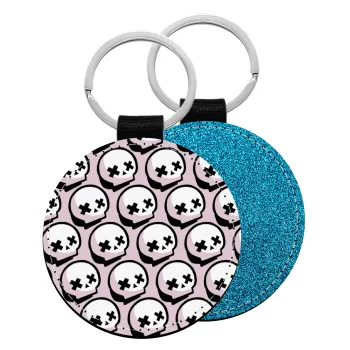 Stars Brawl Showdown Skull , Μπρελόκ Δερματίνη, στρογγυλό ΜΠΛΕ (5cm)