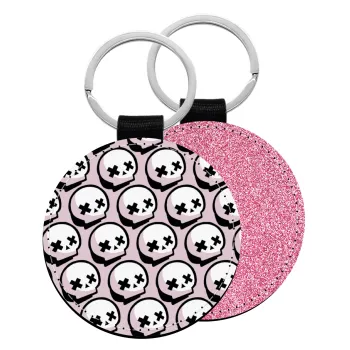 Stars Brawl Showdown Skull , Μπρελόκ Δερματίνη, στρογγυλό ΡΟΖ (5cm)