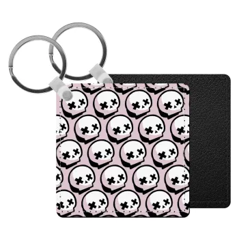 Stars Brawl Showdown Skull , Μπρελόκ Δερματίνη, τετράγωνο ΜΑΥΡΟ (5x5cm)