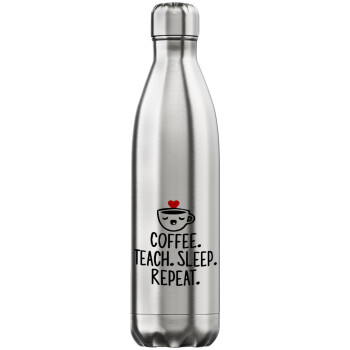 Coffee Teach Sleep Repeat, Inox (Stainless steel) hot metal mug, double wall, 750ml