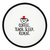 Coffee Teach Sleep Repeat, Βεντάλια υφασμάτινη αναδιπλούμενη με θήκη (20cm)