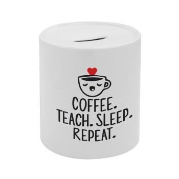 Coffee Teach Sleep Repeat, Κουμπαράς πορσελάνης με τάπα