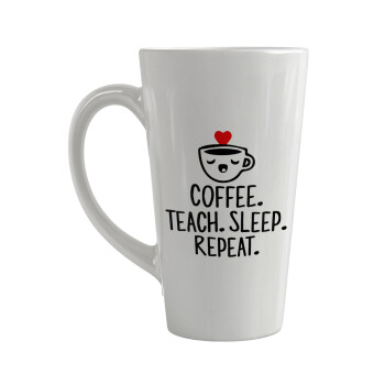 Coffee Teach Sleep Repeat, Κούπα κωνική Latte Μεγάλη, κεραμική, 450ml