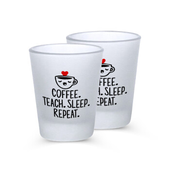 Coffee Teach Sleep Repeat, Σφηνοπότηρα γυάλινα 45ml του πάγου (2 τεμάχια)