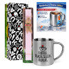 Easter Set, metallic thermal cup (300ml) & aromatic flat Easter candle (30cm) (PINK)