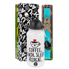 Easter Set, metallic aluminum water bottle (500ml) & scented flat candle (30cm) (TURQUOISE)