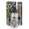 Easter Set, metallic silver aluminum water bottle (500ml) & aromatic flat Easter candle (30cm) (GRAY)