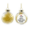 Transparent Christmas tree ball ornament with gold filling 8cm