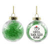 Transparent Christmas tree ball ornament with green filling 8cm