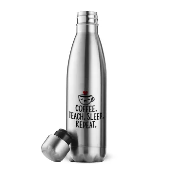 Coffee Teach Sleep Repeat, Inox (Stainless steel) double-walled metal mug, 500ml