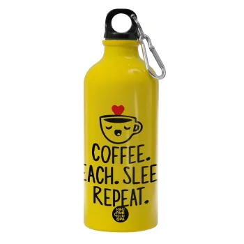 Coffee Teach Sleep Repeat, Water bottle 600ml