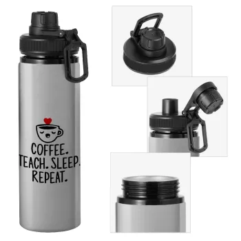 Coffee Teach Sleep Repeat, Metallic water bottle with safety cap, 850ml aluminum
