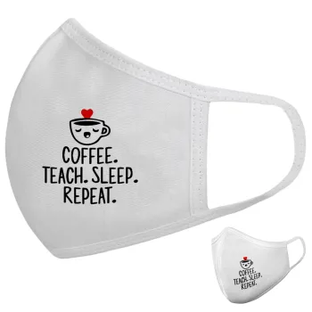 Coffee Teach Sleep Repeat, Μάσκα υφασμάτινη υψηλής άνεσης παιδική (Δώρο πλαστική θήκη)