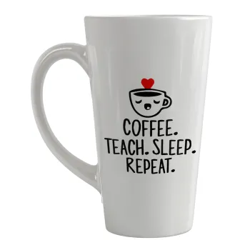 Coffee Teach Sleep Repeat, Κούπα κωνική Latte Μεγάλη, κεραμική, 450ml