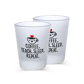 Coffee Teach Sleep Repeat, Σφηνοπότηρα γυάλινα 45ml του πάγου (2 τεμάχια)