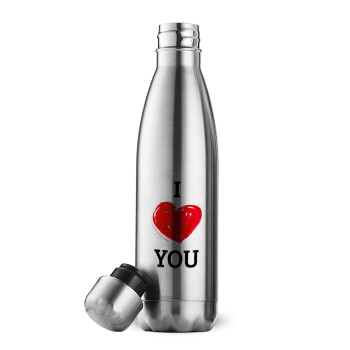 I Love You, Inox (Stainless steel) double-walled metal mug, 500ml