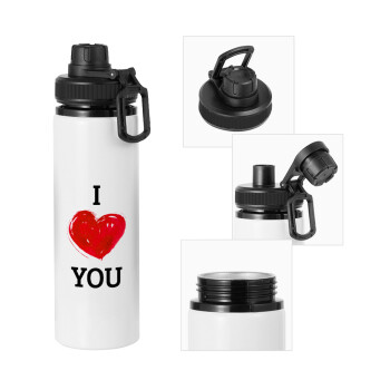 I Love You, Metal water bottle with safety cap, aluminum 850ml