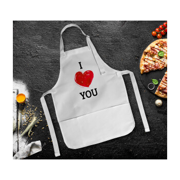 I Love You, Ποδιά Σεφ Ολόσωμη Παιδική (με ρυθμιστικά και 2 τσέπες)