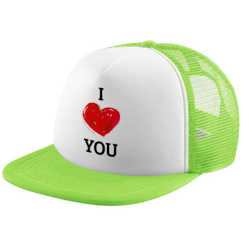 I Love You, Καπέλο Soft Trucker με Δίχτυ Πράσινο/Λευκό