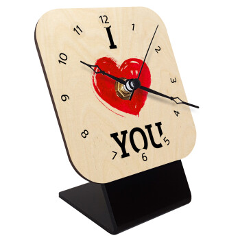 I Love You, Επιτραπέζιο ρολόι σε φυσικό ξύλο (10cm)