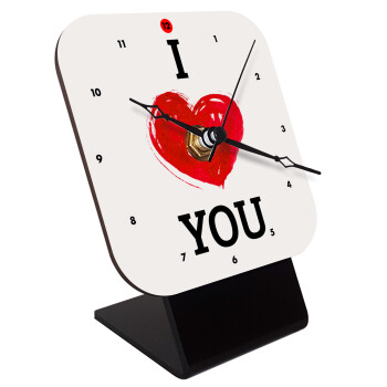 I Love You, Quartz Wooden table clock with hands (10cm)