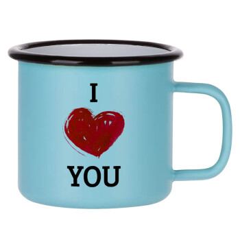 I Love You, Κούπα Μεταλλική εμαγιέ ΜΑΤ σιέλ 360ml