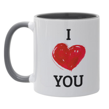 I Love You, Mug colored grey, ceramic, 330ml