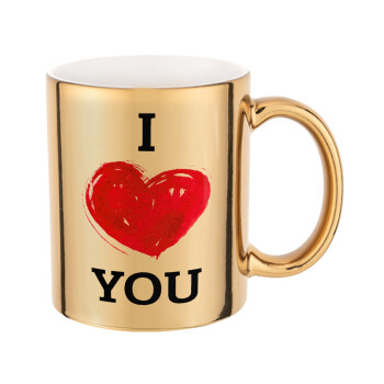 I Love You, Mug ceramic, gold mirror, 330ml
