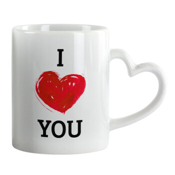 I Love You, Mug heart handle, ceramic, 330ml